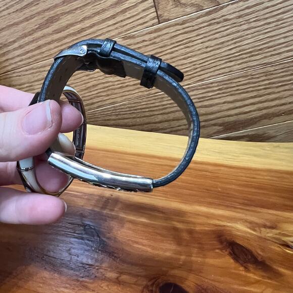 Lia Sophia Bracelet Set Zebra Animal Print Rhinestone Leather Cuff Stretch - Picture 6 of 9